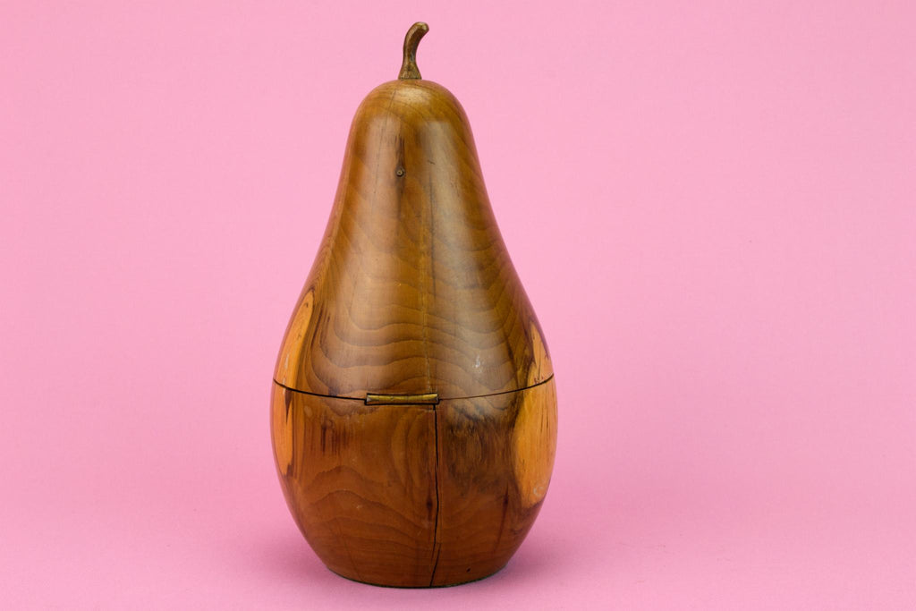 Carved wood pear shaped Tea Box, English 1930s