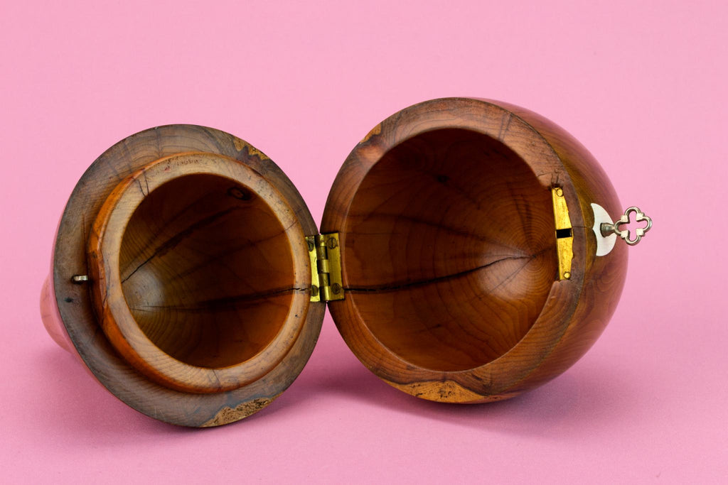 Carved wood pear shaped Tea Box, English 1930s