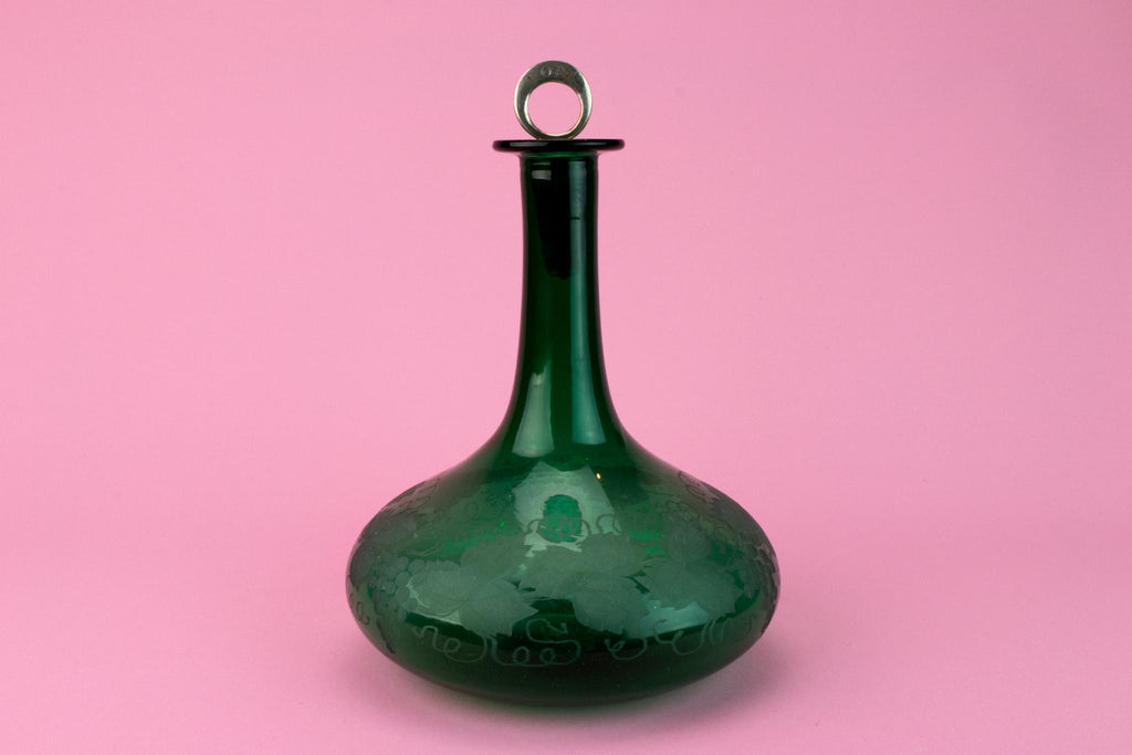 Green Blown Glass Port Decanter, English Circa 1800