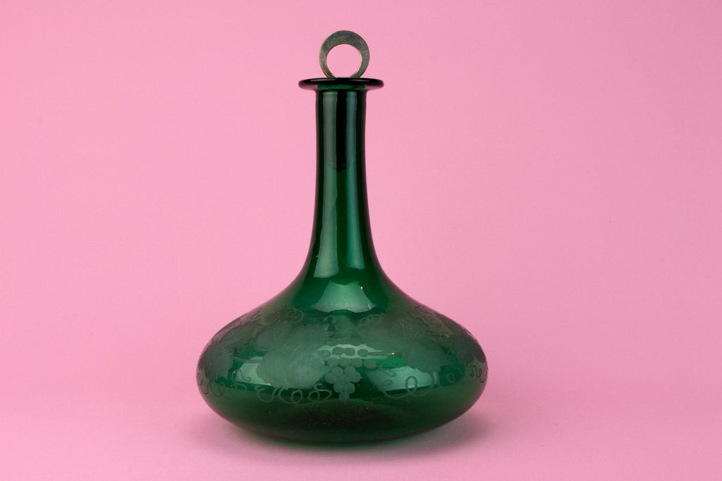 Green Blown Glass Port Decanter, English Circa 1800