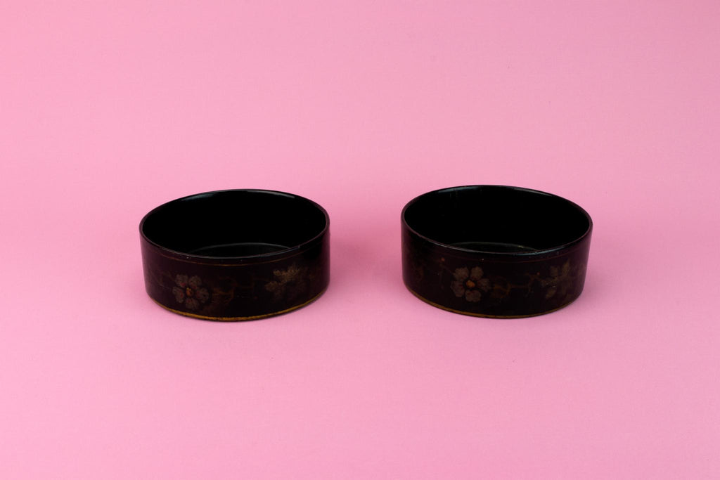 Two Papier Mache Wine Bottle Coasters, English Late 18th Century