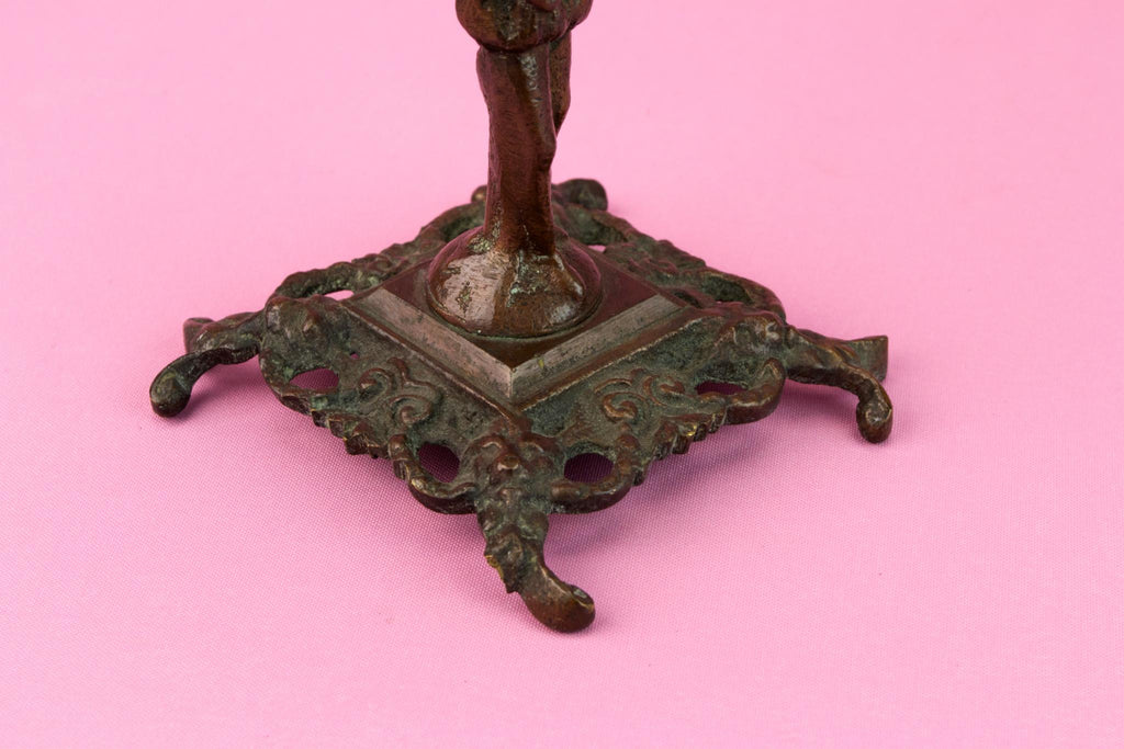 2 Bronze Victorian Candlesticks, English 19th Century