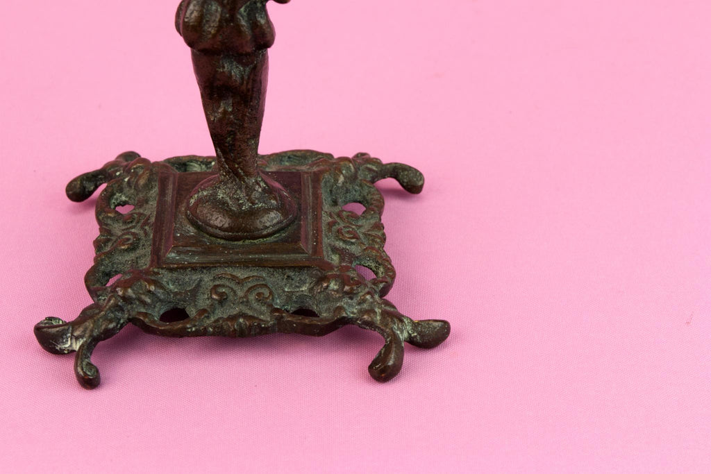 2 Bronze Victorian Candlesticks, English 19th Century