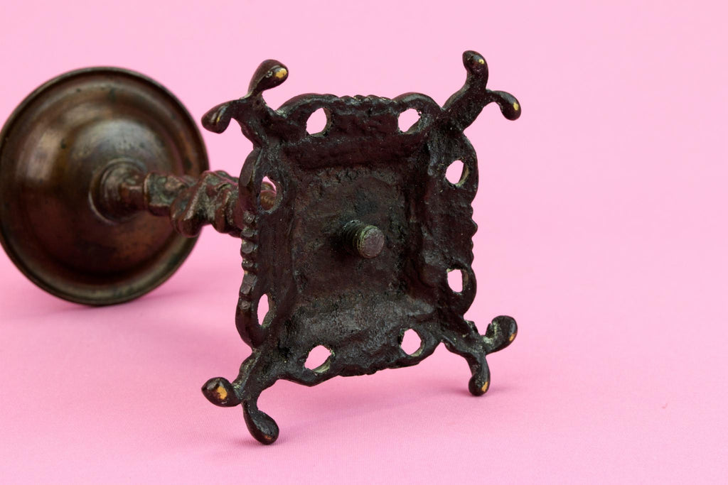 2 Bronze Victorian Candlesticks, English 19th Century