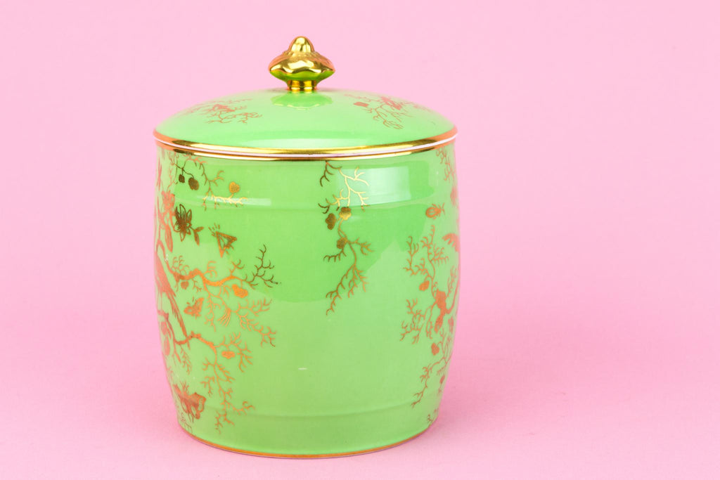 Green Bone China Storage Jar by Coalport
