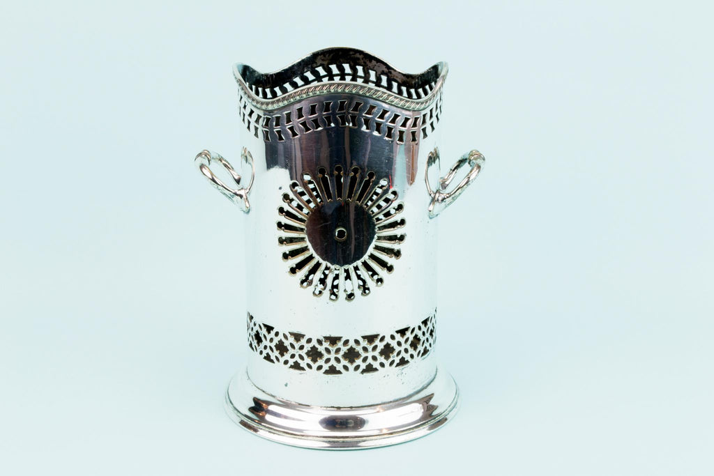 Tall Silver Plated Wine Bottle Coaster, English 1930s
