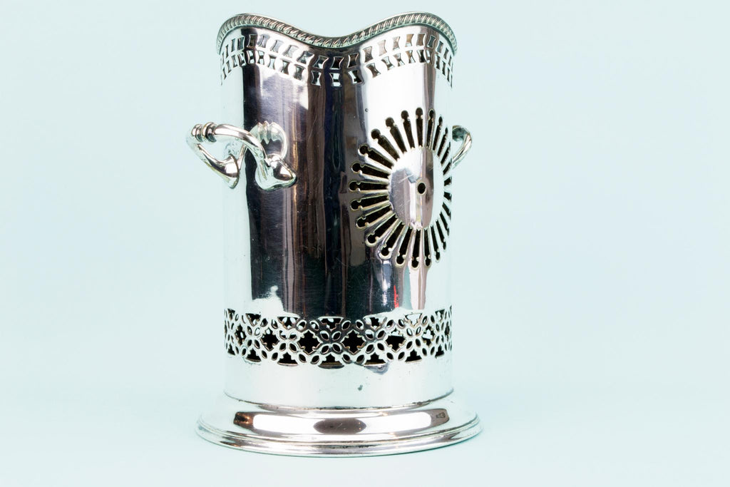 Tall Silver Plated Wine Bottle Coaster, English 1930s