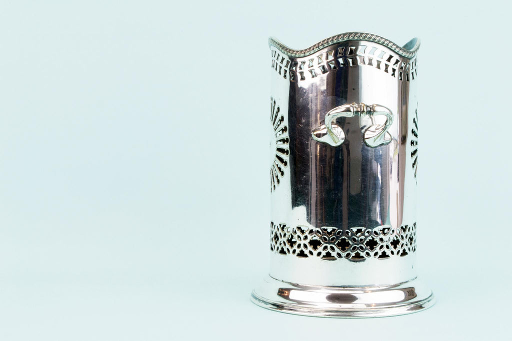 Tall Silver Plated Wine Bottle Coaster, English 1930s