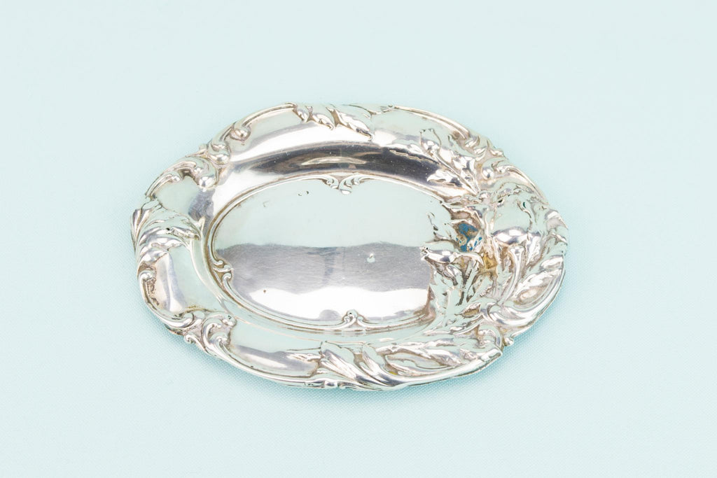 Sterling Silver Small Art Nouveau Decorative Tray, English circa 1900