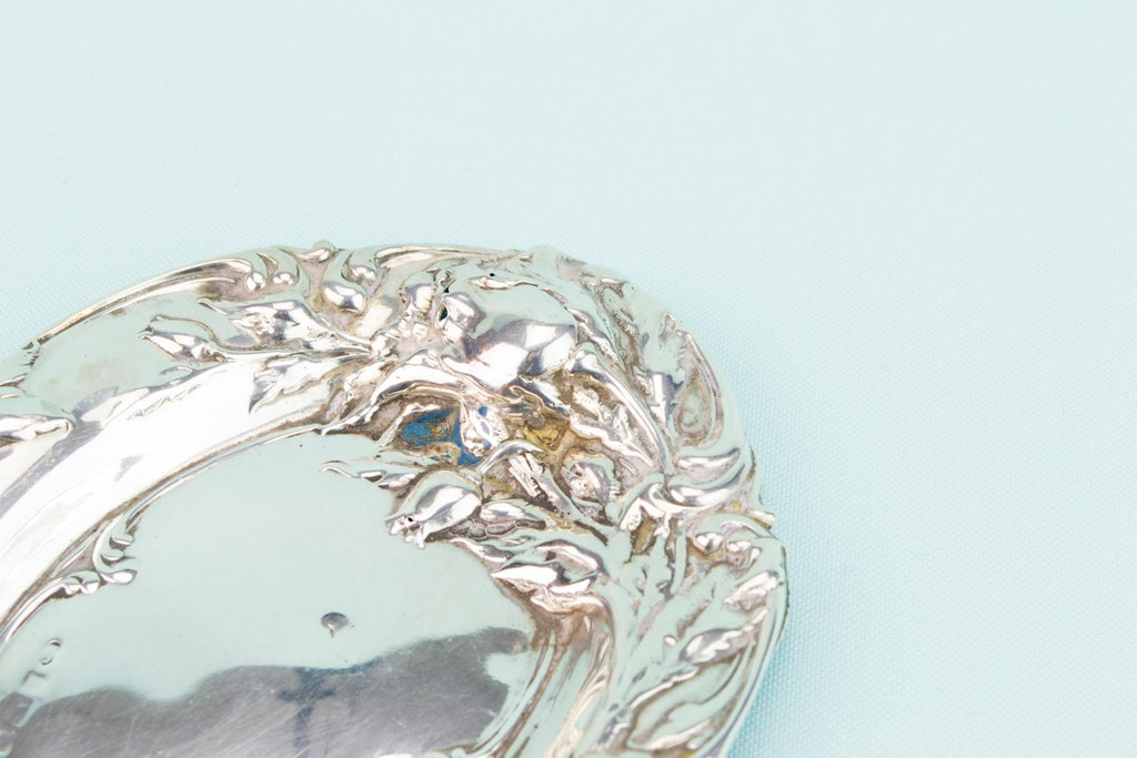Sterling Silver Small Art Nouveau Decorative Tray, English circa 1900
