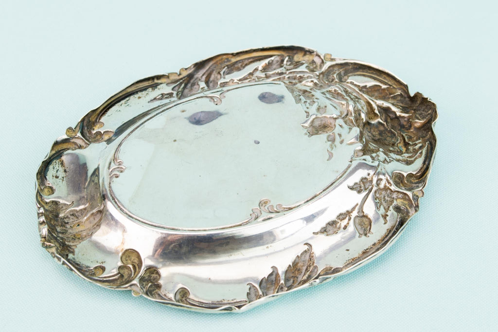 Sterling Silver Small Art Nouveau Decorative Tray, English circa 1900
