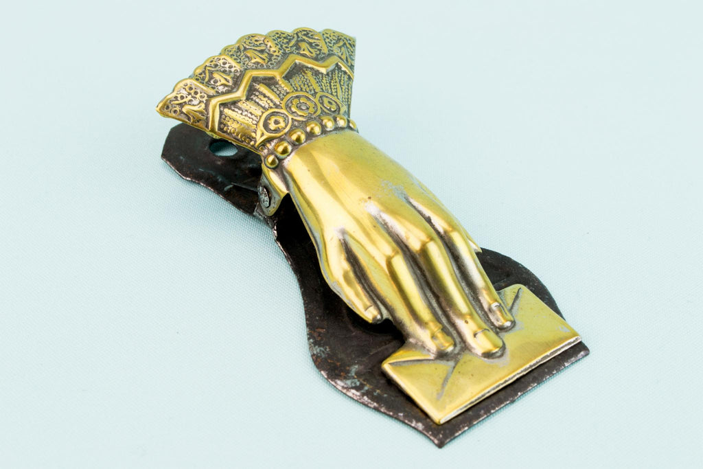 Hand Shaped Brass Paper Clip, English 19th Century