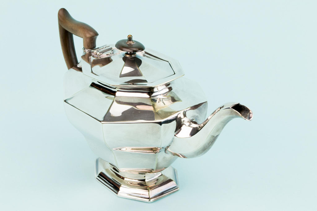 Art Deco Silver Plated Tea Set on Tray, English 1920s