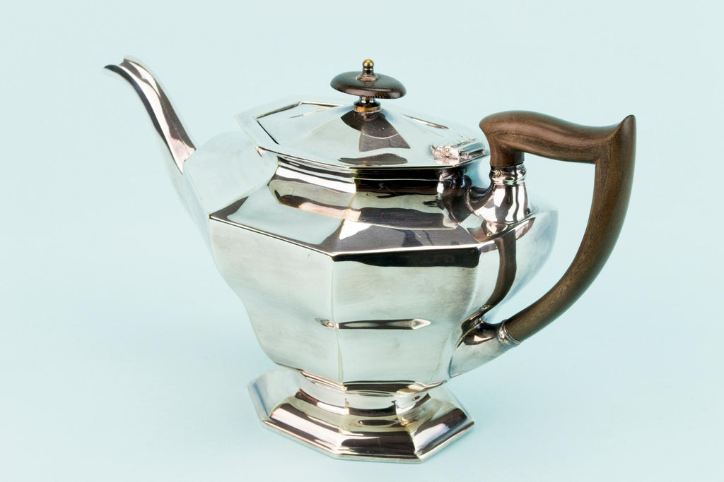 Art Deco Silver Plated Tea Set on Tray, English 1920s