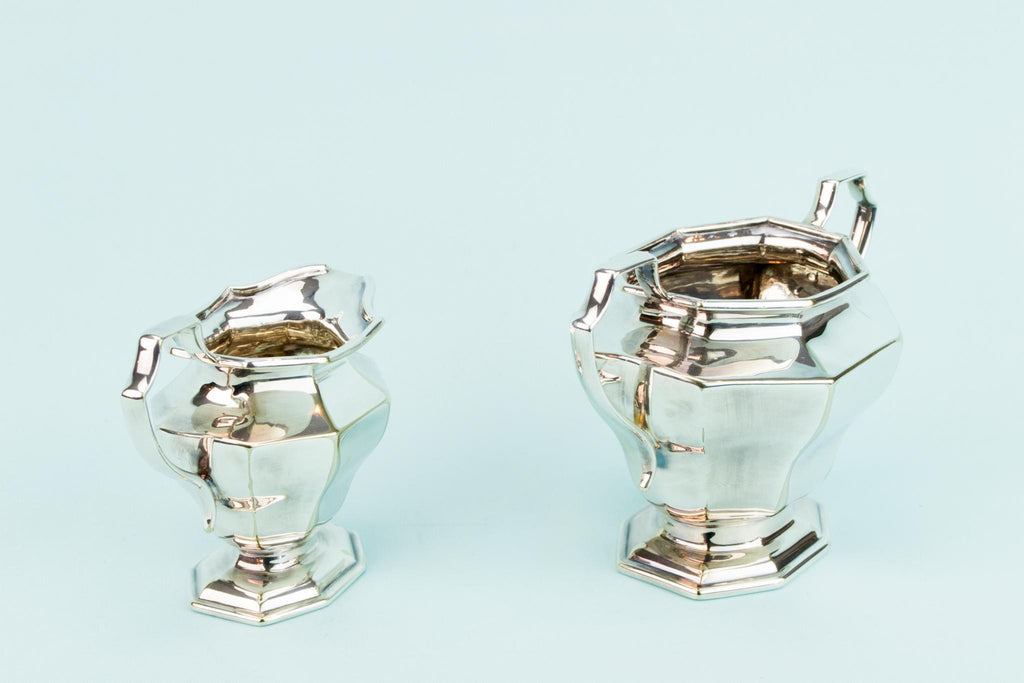 Art Deco Silver Plated Tea Set on Tray, English 1920s