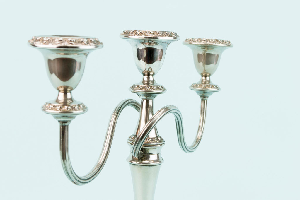 Silver Plated Large Candelabra, English Mid 20th Century