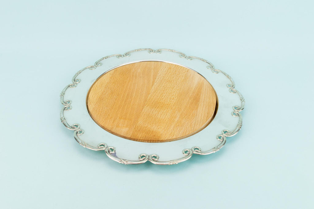 Silver Plated Bread Serving Platter, English 1930s