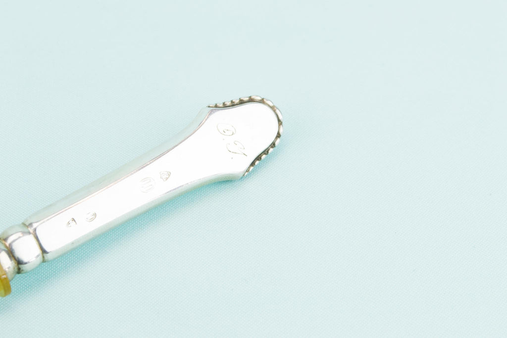 Two Horn & Silver Plated Salad Spoons Circa 1900