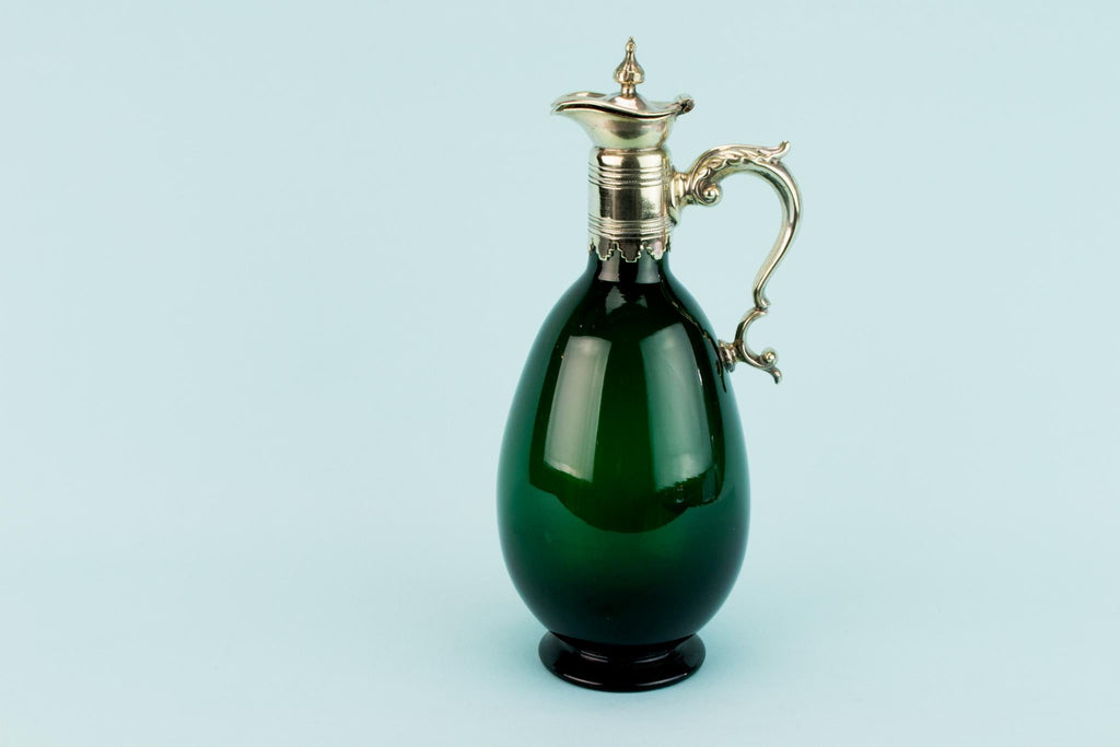 Three Colourful Decanters Set on a Stand, English 19th Century
