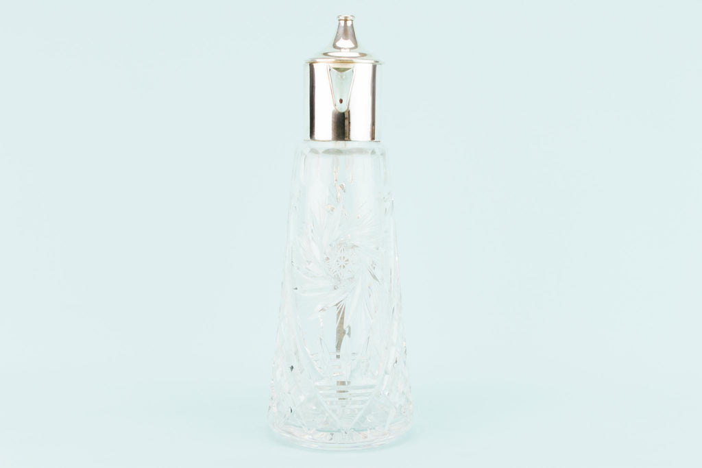 Cut Glass & Silver Plated Wine Carafe, English 1930s