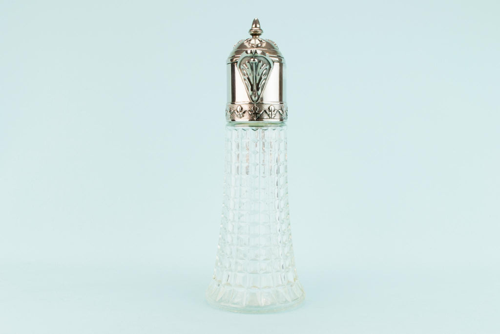 Glass and Silver Plated Wine Carafe, English Mid 20th Century