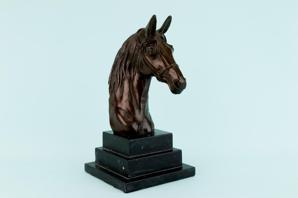 Bronze Horse Head Sculpture, English 1920s