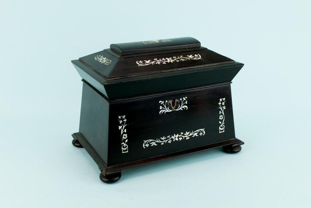 Black Wood & Mother of Pearl Box, English 1870s