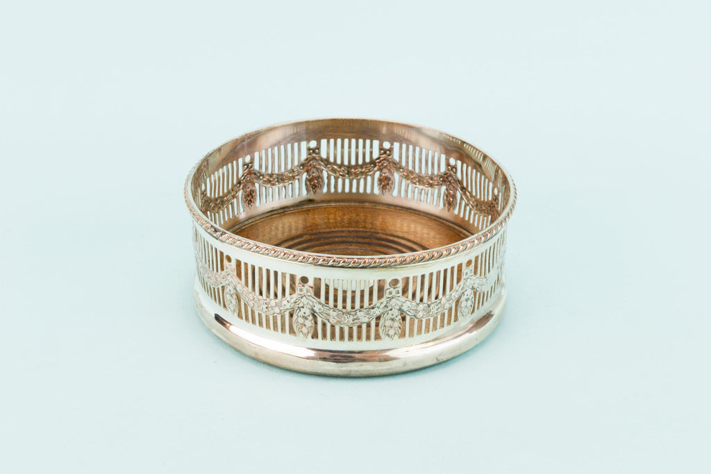 Silver Plated Wine Bottle Coaster, English 1930s
