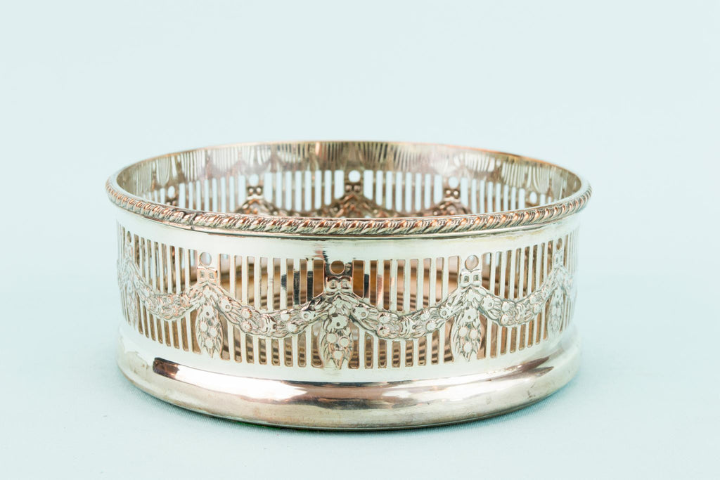 Silver Plated Wine Bottle Coaster, English 1930s