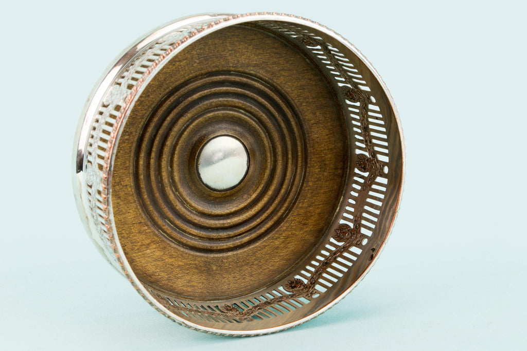 Silver Plated Wine Bottle Coaster, English 1930s