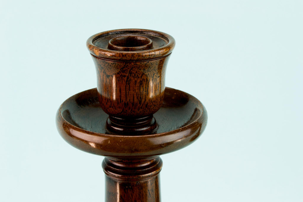 Pair Of Mahogany Large Candlesticks, English Circa 1900