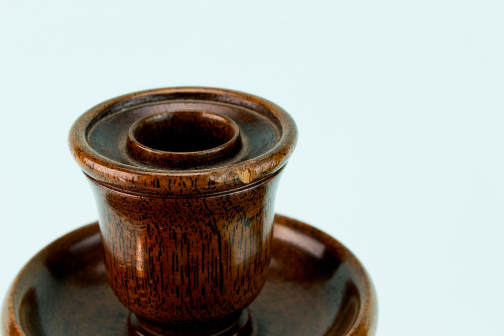 Pair Of Mahogany Large Candlesticks, English Circa 1900