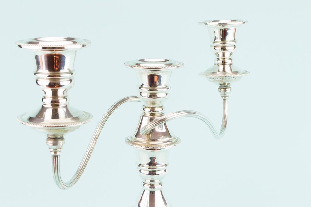 Silver Plated Large Candelabra, English Mid 20th Century