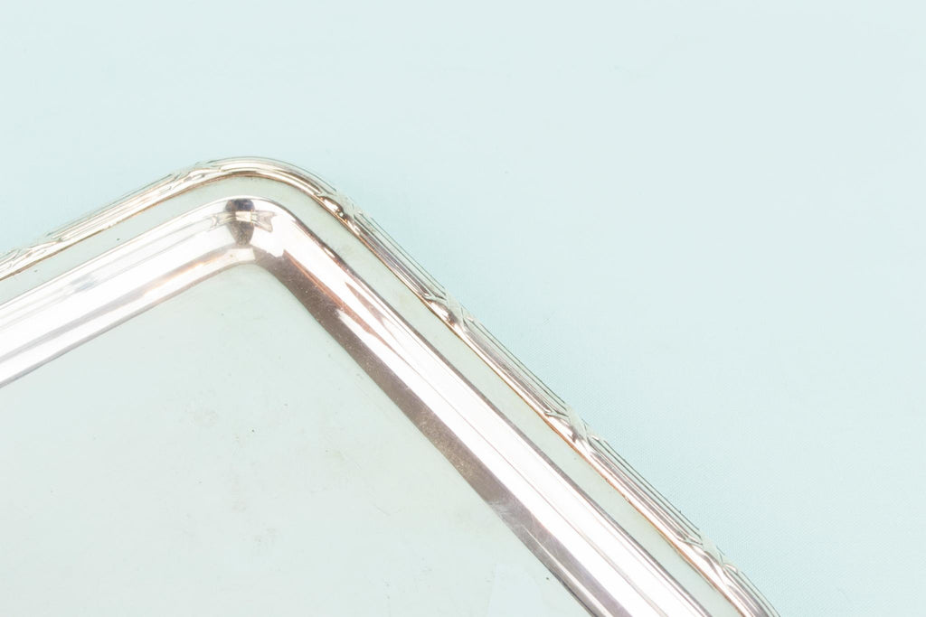Medium Silver Plated Serving Tray, English Early 1900s