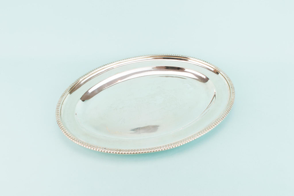 Silver Plated Oval Serving Tray, English 1930s