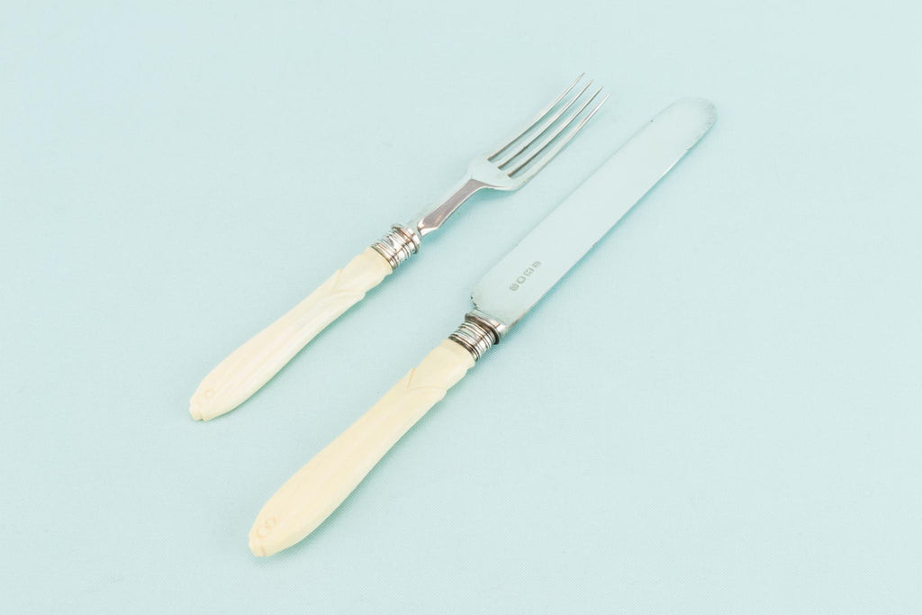 Silver Plated Medium Art Nouveau Cutlery Set, English Early 1900s