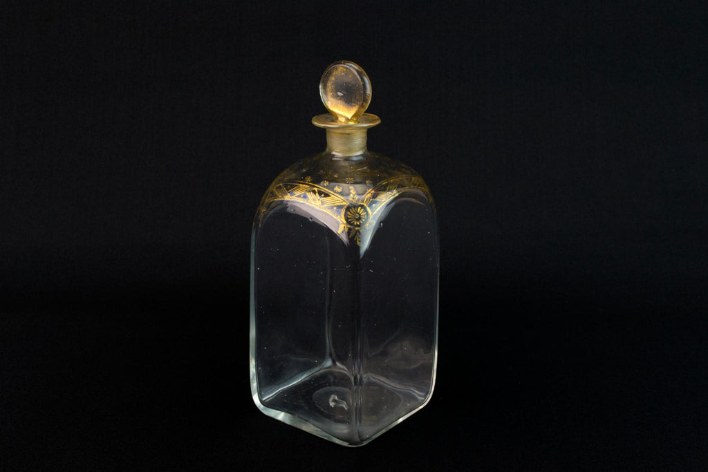 Small Gilded Glass Whisky Decanter, English Circa 1800