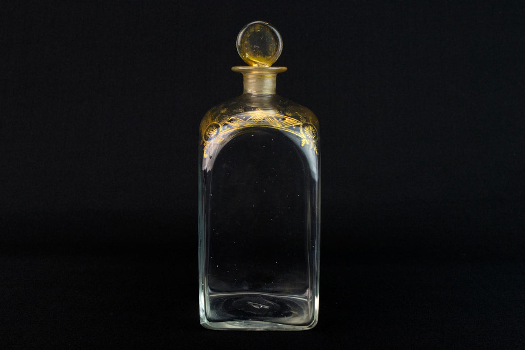 Small Gilded Glass Whisky Decanter, English Circa 1800