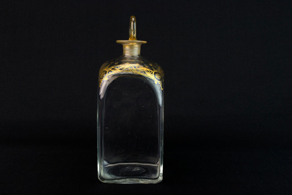 Small Gilded Glass Whisky Decanter, English Circa 1800