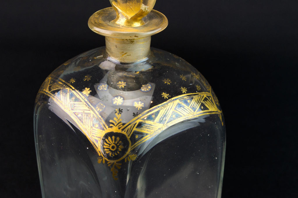 Small Gilded Glass Whisky Decanter, English Circa 1800