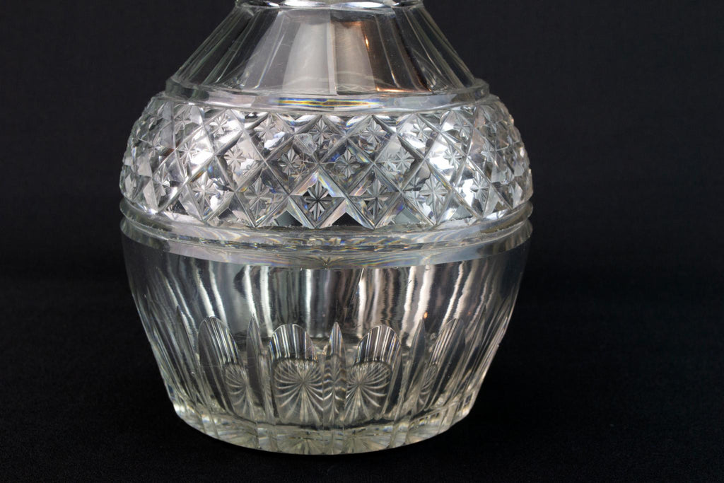 Cut Glass Barrel Decanter for Dessert Wine, English Early 1800s