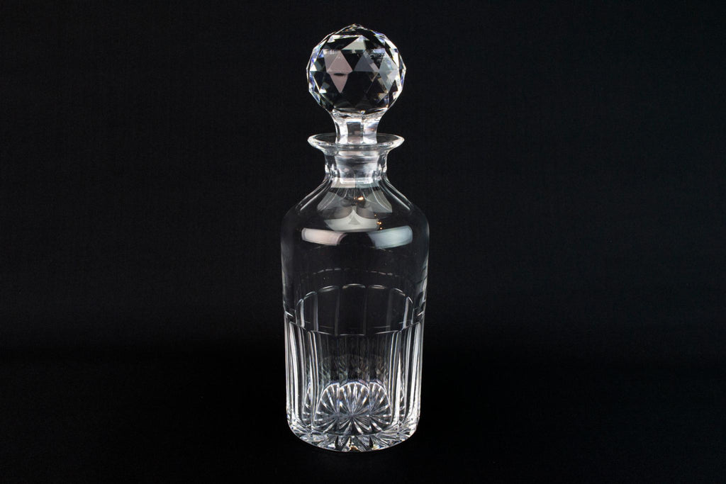 Cut Glass Cylinder Whisky Decanter, English 1930s