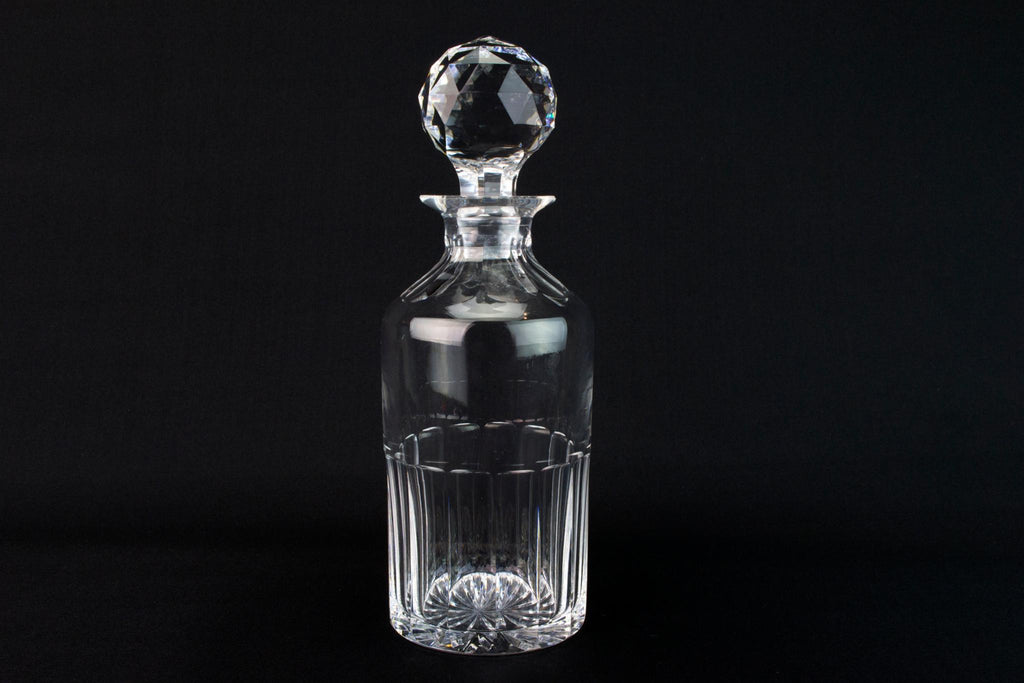 Cut Glass Cylinder Whisky Decanter, English 1930s