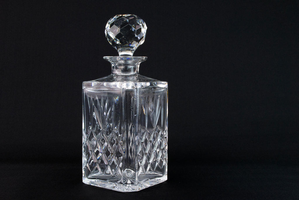Square Whisky Decanter in Cut Crystal Glass