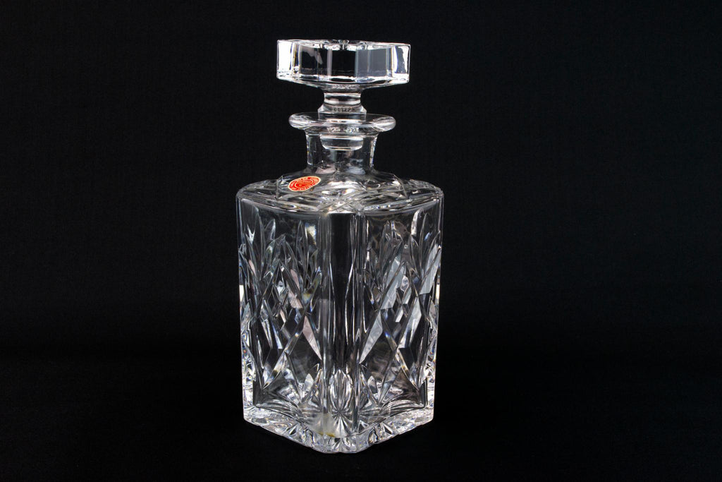 Webb Corbett Cut Glass Square Whisky Decanter