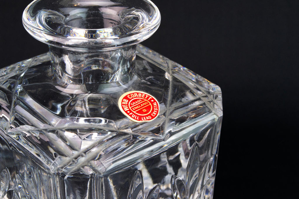 Webb Corbett Cut Glass Square Whisky Decanter