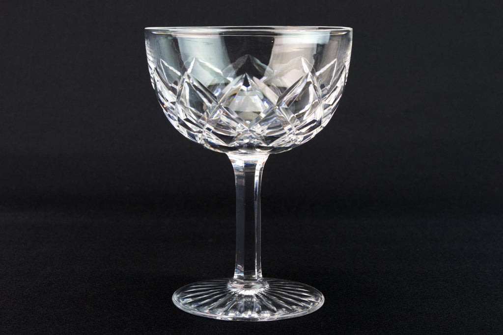 Set Of 6 English Champagne Saucers in Cut Glass