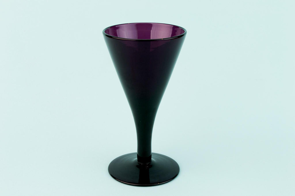 Dark Amethyst Wine Glass, English Circa 1820