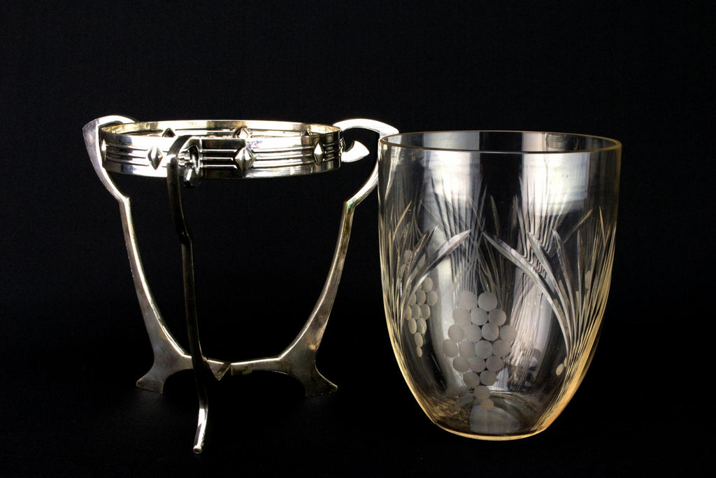 WMF Silver Plated & Glass Ice Bucket, German Early 1900s