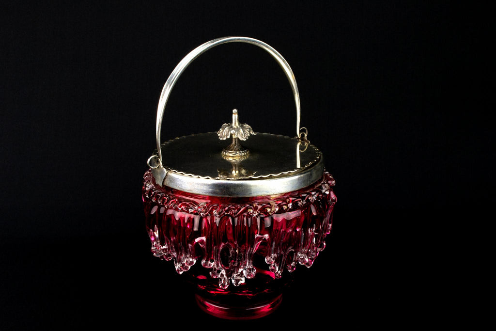 Cranberry Red Glass Ice Bucket, English Circa 1900
